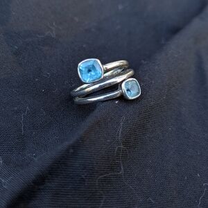 Elegant Silver and Blue Gemstone Ring